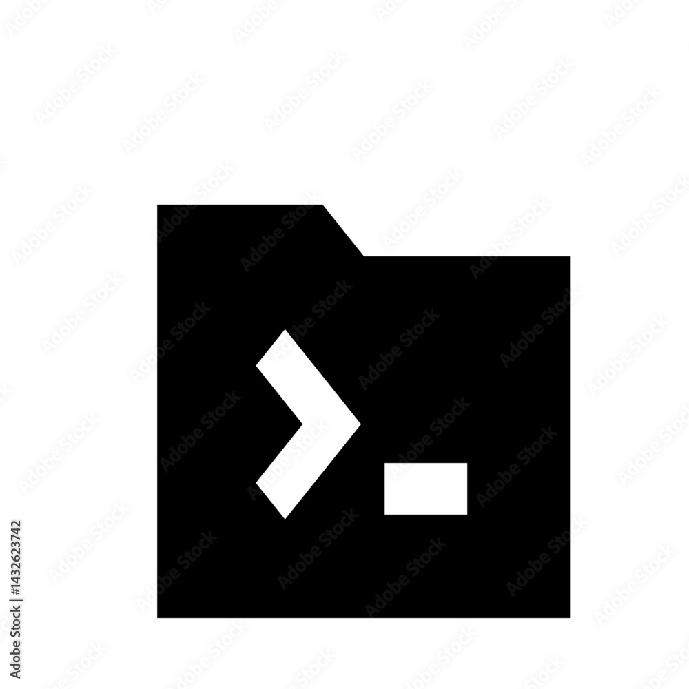Poster black folder icon with white arrow and dash representing a terminal or command line interface look