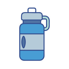 Blue water bottle icon illustration on black background