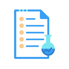 Lab Results Document with Flask Icon Vector Illustration