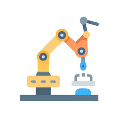 Flat Robotic Arm Illustration on Black Background