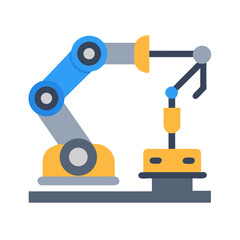 Industrial Robot Arm Icon, Automation, Manufacturing, and Engineering