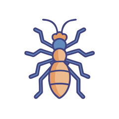 Stylized Ant Illustration on Black Background
