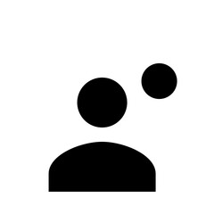 Silhouette of a person with two circles above the head on a white background simple and minimalist design
