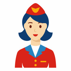 A colored drawing of an air hostess vecto0r on white background.