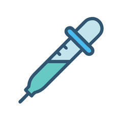 Dropper icon with teal liquid, science, or beauty