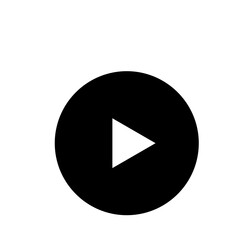 Black circle containing a white play symbol pointing right isolated on a white background simple design