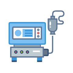 Fototapeta premium Modern medical ventilator and IV drip vector illustration