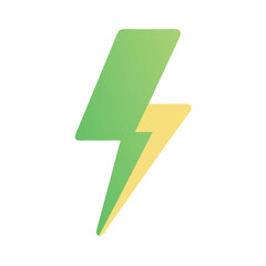 Green and yellow lightning bolt vector image icon