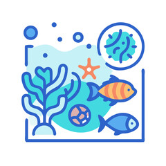 Aquarium with Fish, Seaweed, and Starfish: Vector Illustration