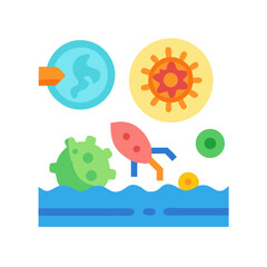 Abstract Flat Vector Illustration of Ocean and Planets