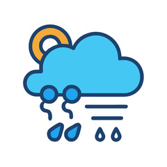 Rainy Day with Sun Icon on Black Background