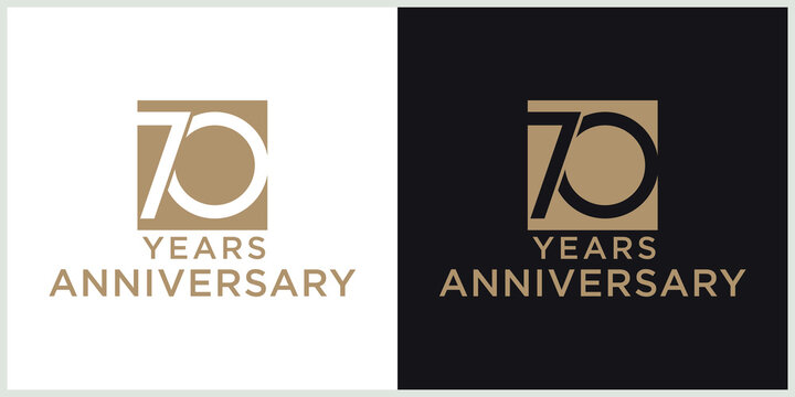 anniversary 70th logotype vector with brown and white color for special celebration day
