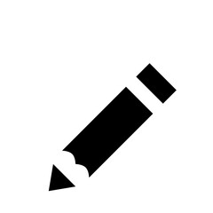 Illustration of a simple black pencil with a sharpened tip and eraser isolated on a white background