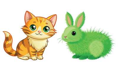 Fluffy Grass Rabbit Illustration