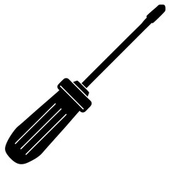 Fototapeta premium Vector silhouette of a screwdriver with a flat tip and a slim handle 