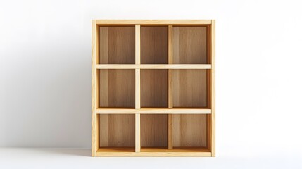 Empty Wooden Cube Shelves.