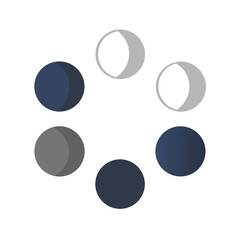 Stylized moon phases graphic circle on dark background