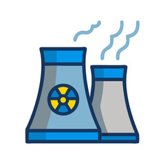 Nuclear power plant illustration, nuclear energy, atomic symbol