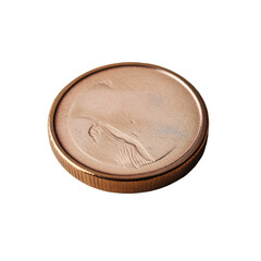 A shiny copper coin resting on a transparent background symbolizes investment and financial growth opportunities for savvy investors, coin on transparent backgroundInvestment concept, money