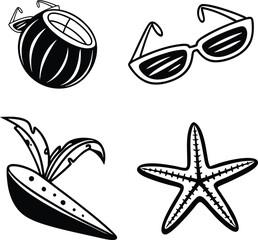 Vector illustration set design with sea shells and other nature elements for a summer beach collection