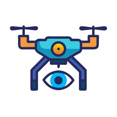 Surveillance Drone with Eye Design Icon, Modern Technology