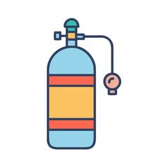 Oxygen Tank Illustration, Scuba Diving Equipment on Black Background