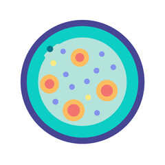 Colorful Petri Dish with Circular Elements on Black Background