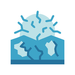 Cracked planet or moon icon with black background