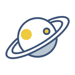 Cartoon Planet with Rings Vector Illustration on Black