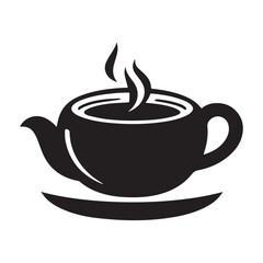 Silhouette image of a tea logo design, silhouette vector style, isolated on a white background