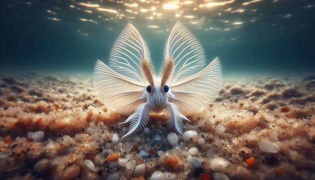 Sea Moth on Sand A small flattened sea moth uses its pelvic fins