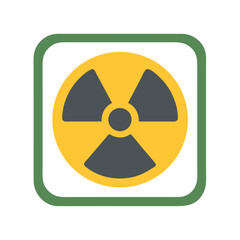 Fototapeta premium Radioactive hazard symbol in square frame on black background