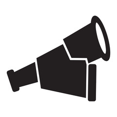 Silhouette image of a telescope icon, silhouette vector style, isolated on a white background