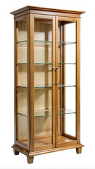 Obraz premium Elegant Display Cabinet with Wooden Frame and Glass Shelves for Home Decor