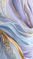 Elegant Pastel Purple Blue Gold Fluid Abstract Cover Design