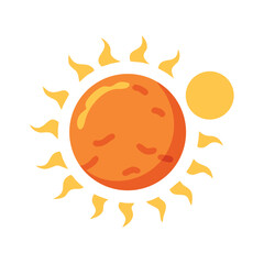 Stylized Orange Sun Icon with Companion Planet Vector