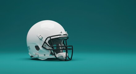 Fototapeta premium White football helmet on teal background