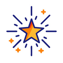 Celebration star burst icon, isolated on black background