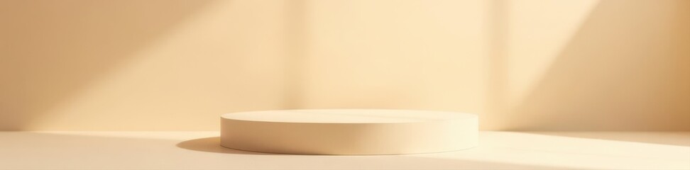 Elevated beige platform, subtle shadows, clean background, modern product showcase, minimal, platform