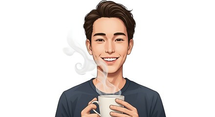 man smiling drinking tea
