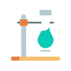 Flask and Stand Icon Illustration: Science and Experiment
