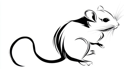 Naklejka premium Stylized black and white drawing of a small rodent.