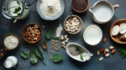 Vegan baking ingredients, overhead, kitchen, recipe