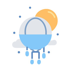 Fototapeta premium Whimsical air balloon with sun and clouds icon