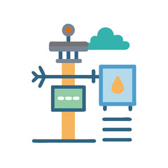 Modern Flat Icon of Weather Station and Cloud