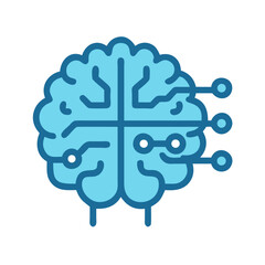 Artificial Intelligence Concept Brain with Circuitry Icon Image