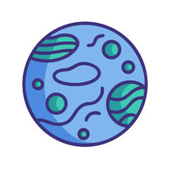 Blue alien planet vector illustration on black background
