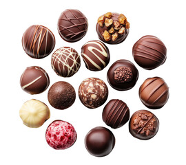 Decadent chocolate truffles gourmet shop food isolated on transparent background