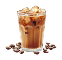 Refreshing iced coffee beverage bright light setting invigorating drink experience isolated on transparent background
