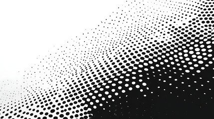 Abstract Halftone Wave Pattern, Abstract black and white halftone pattern with dynamic wave effect